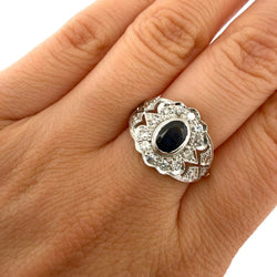 Bague Entourage en or blanc, or jaune, saphir et diamants
