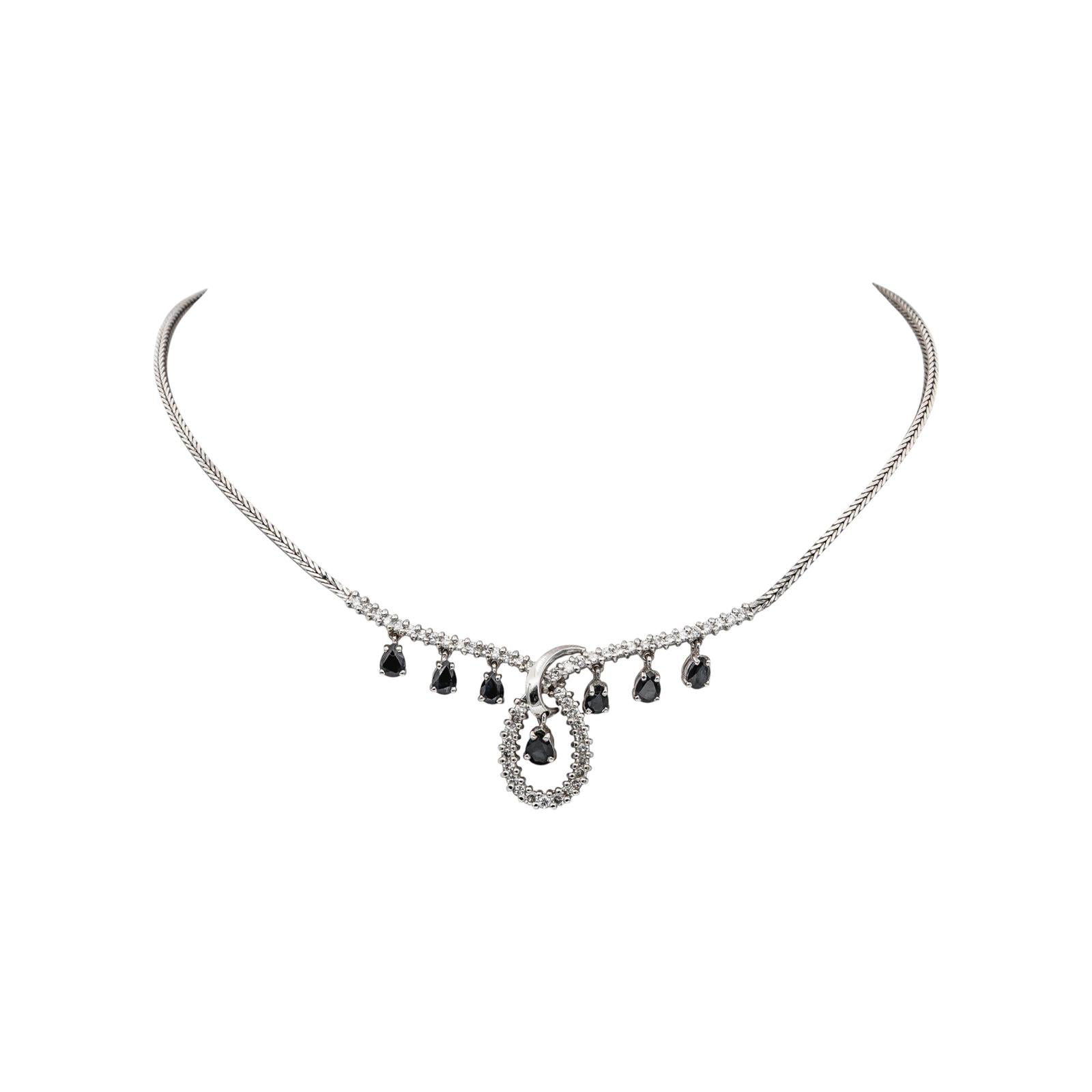 Collier Or blanc Saphir