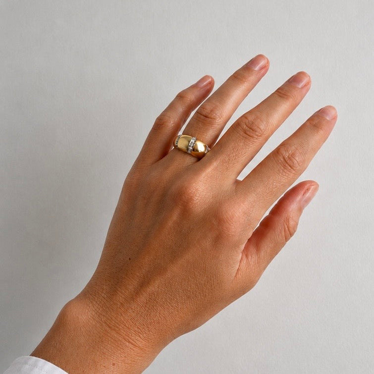 Bague Bandeau en or jaune et diamants