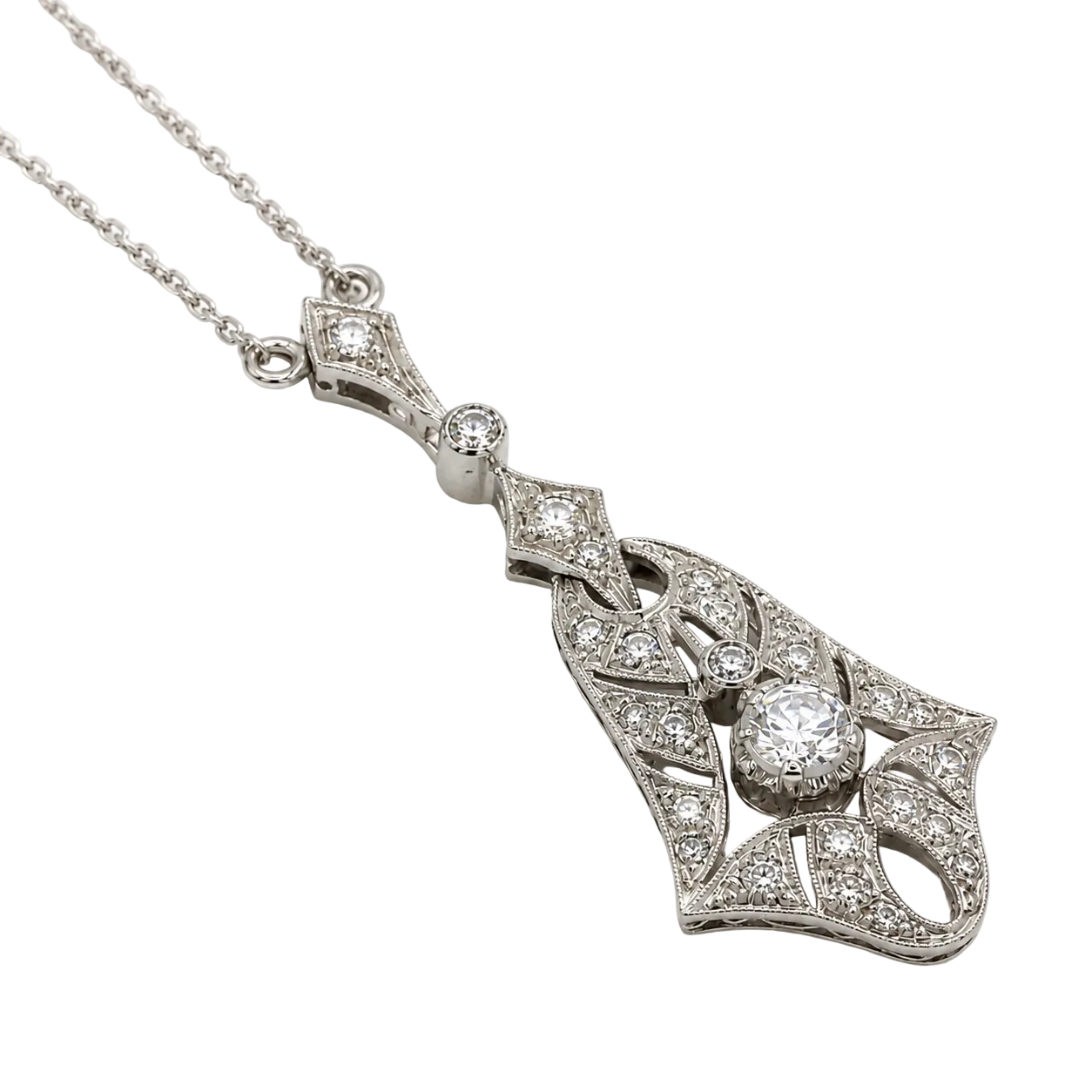 Collier Pendentif en or blanc et diamants