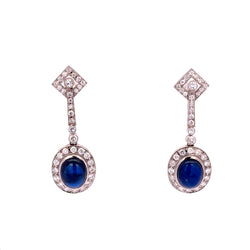 Boucles d'oreilles Pendantes en platine, saphirs et diamants