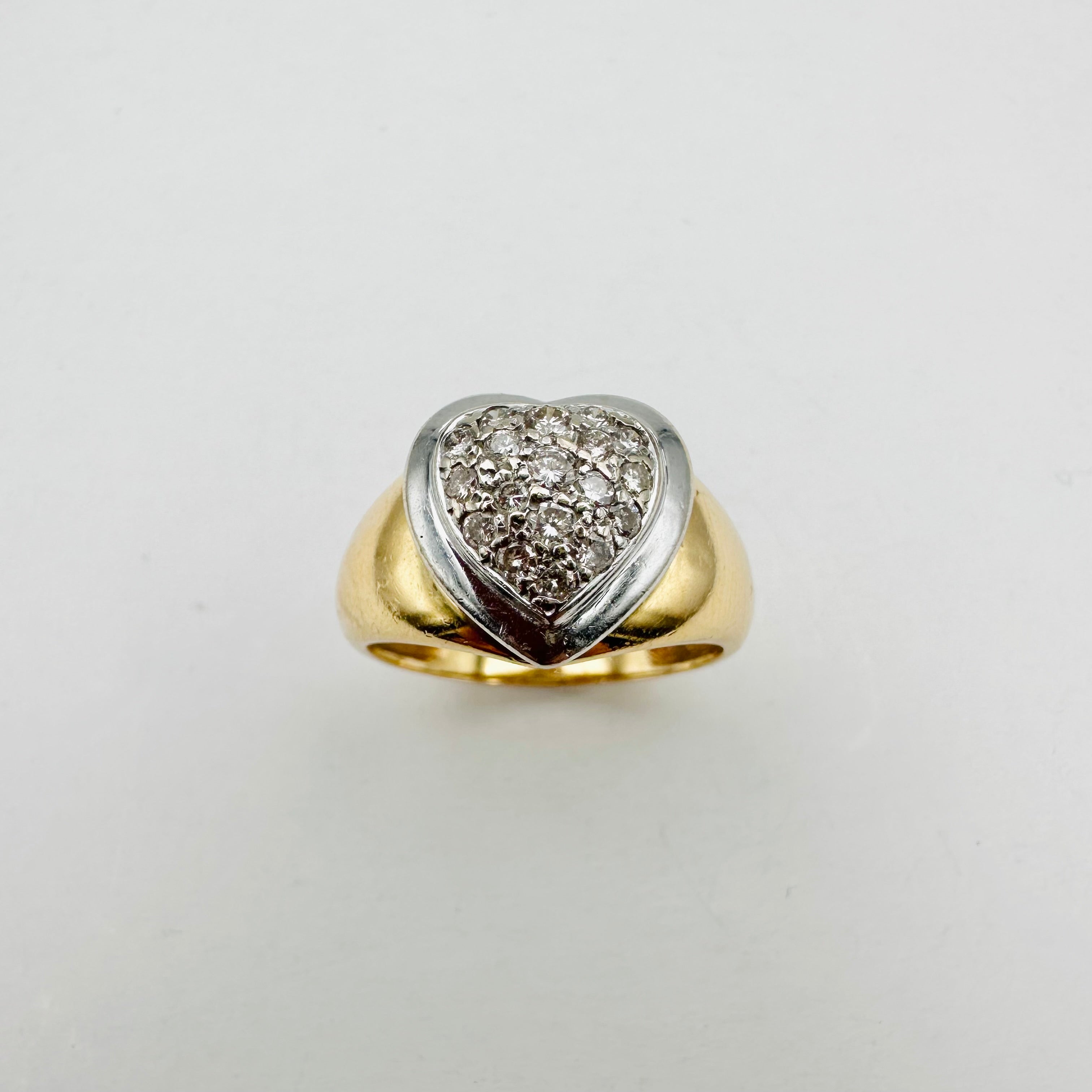 Bague Coeur en or jaune, or blanc et diamants