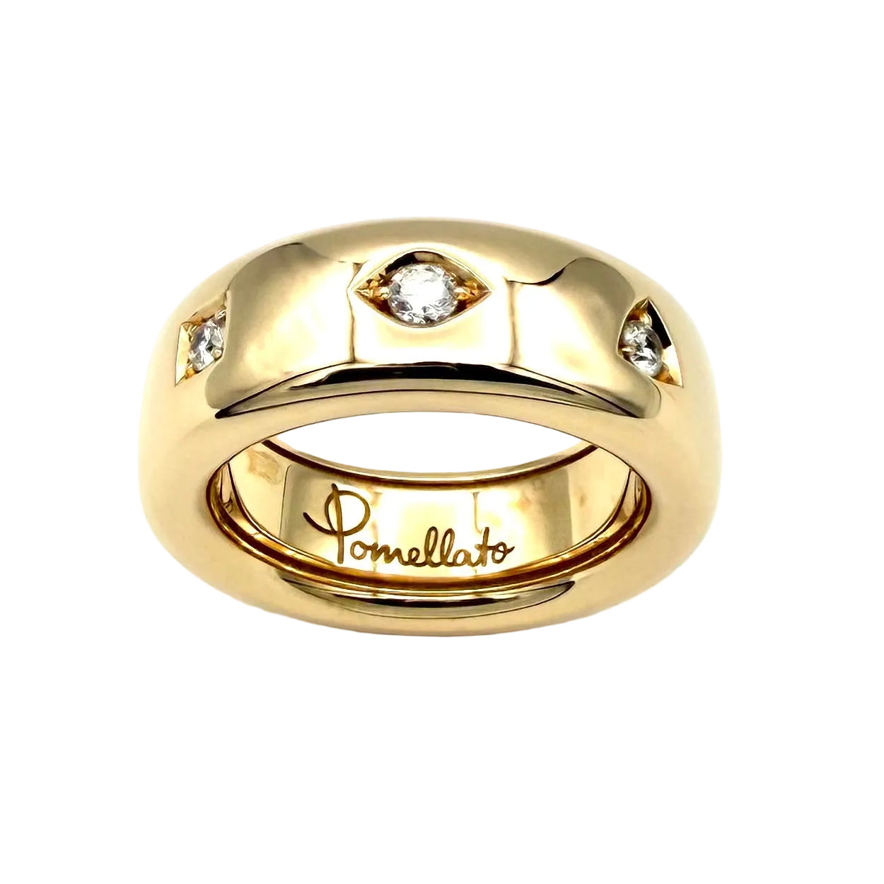 Bague Jonc POMELLATO "Iconia Slim" en or rose et diamants