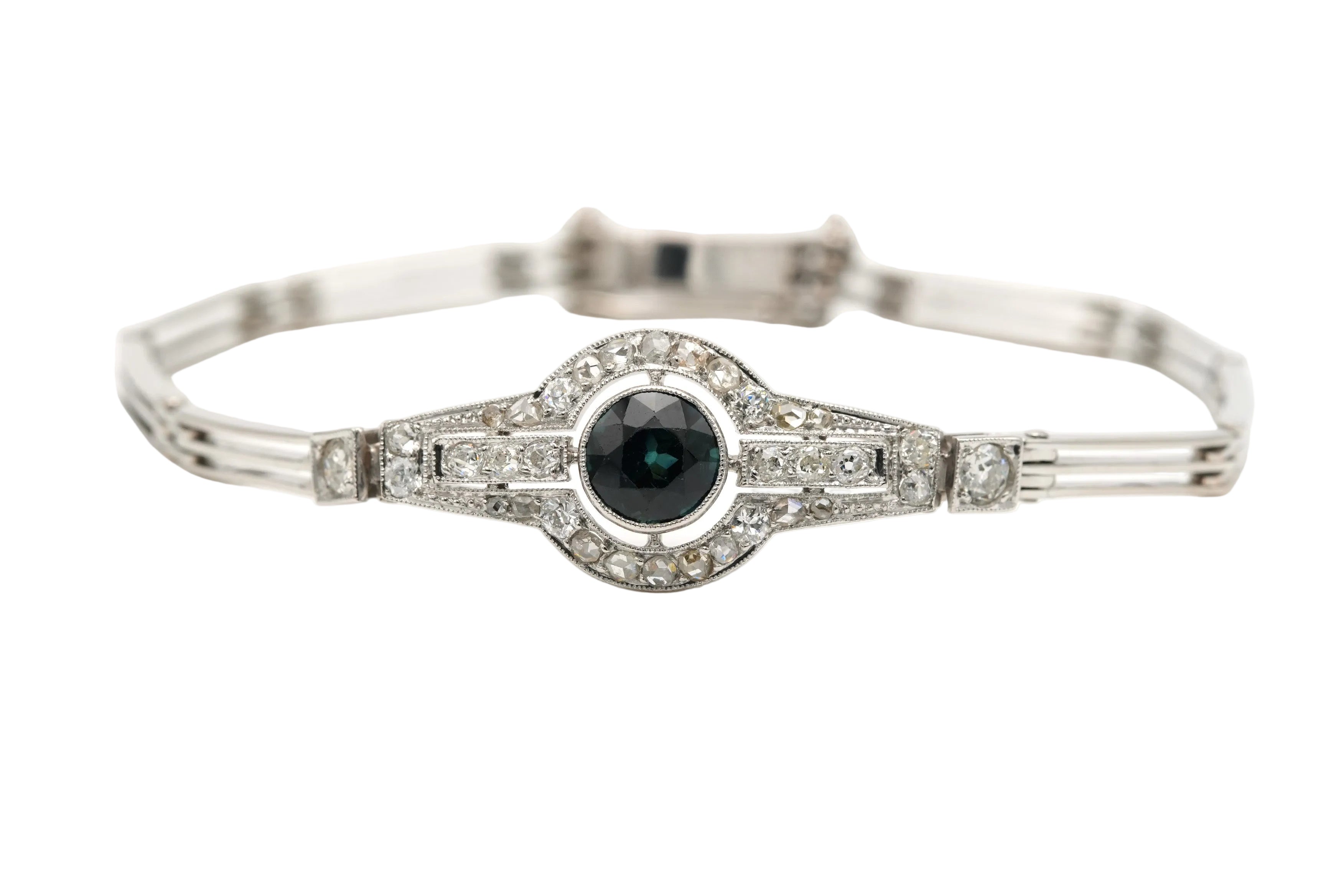 Bracelet en or blanc, saphir et diamants