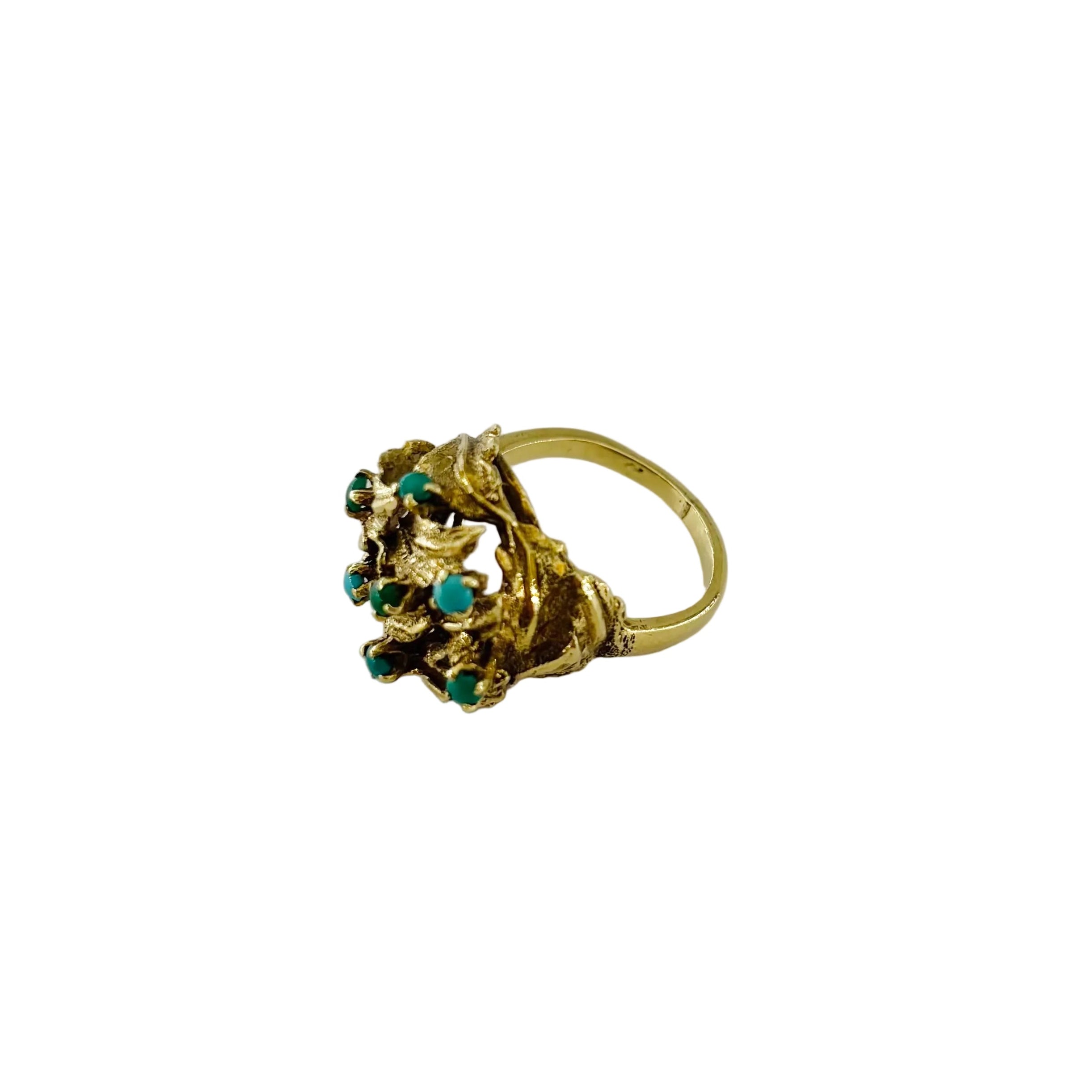 Bague Dôme en or jaune et turquoise