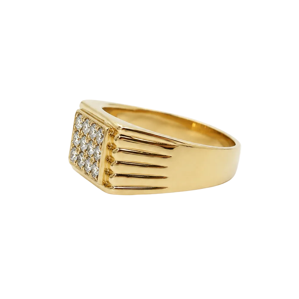 Bague Chevalière en or jaune et diamants