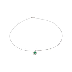 Collier Pendentif Or blanc Emeraude