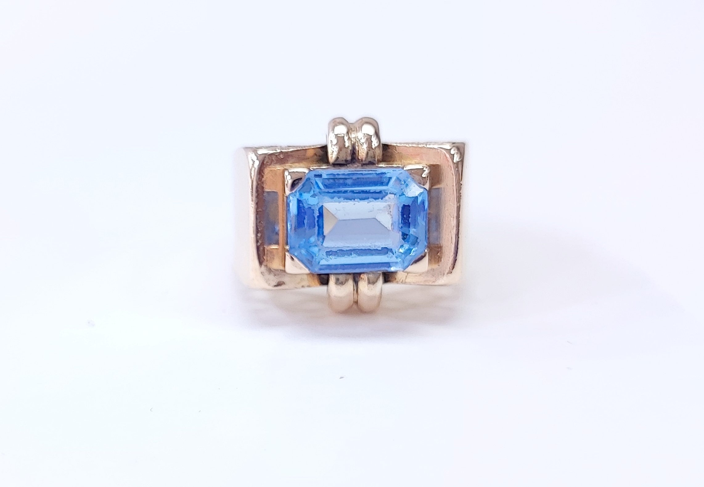 Bague Tank en or et aigue-marine