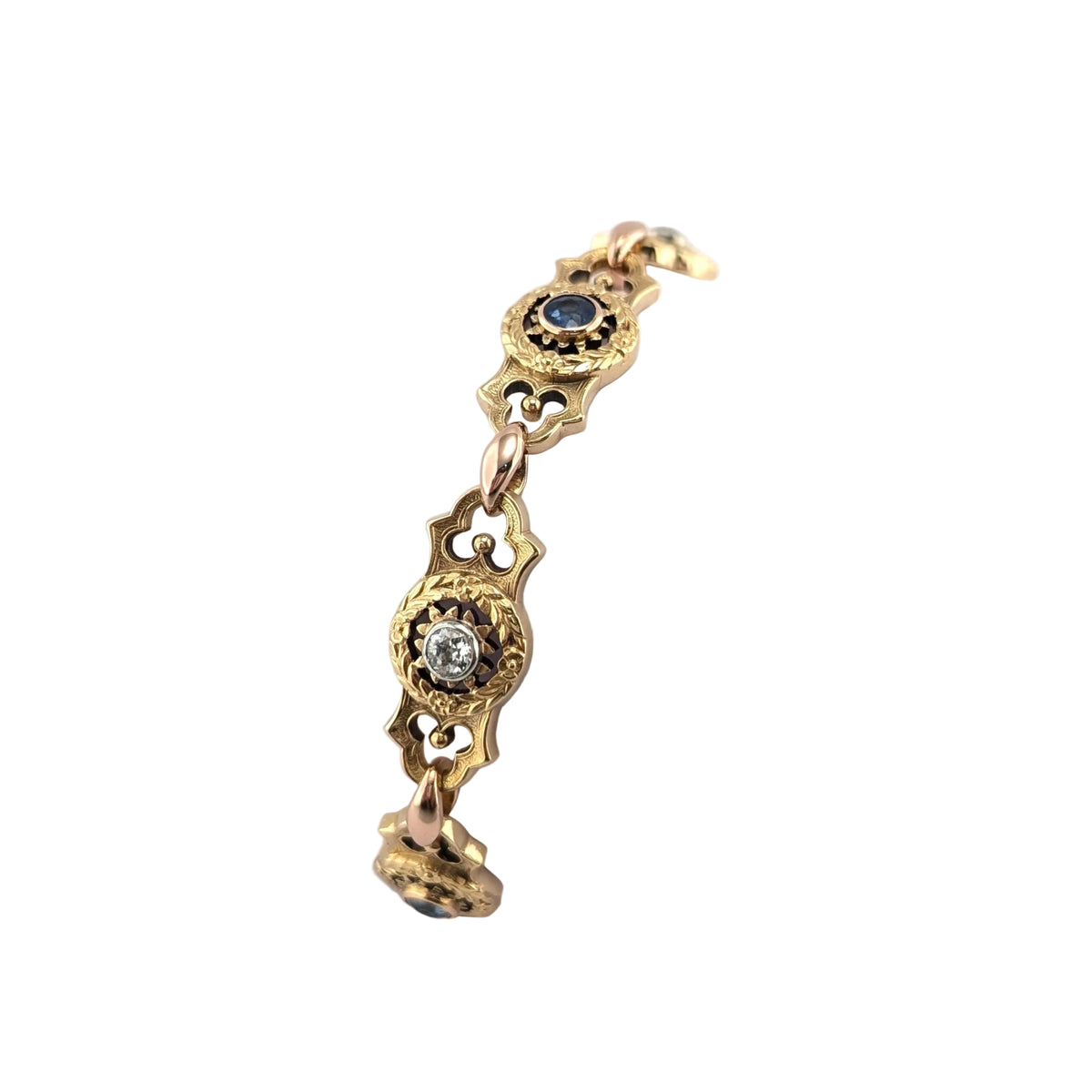 Bracelet Maille en or jaune, saphirs et diamants