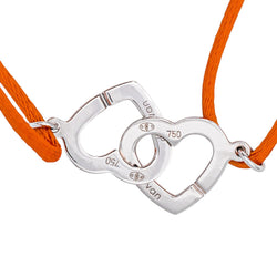 Dinh Van Bracelet Cordon Double Cœurs Or blanc