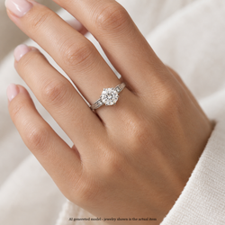 Bague Solitaire en or rose, platine et diamants