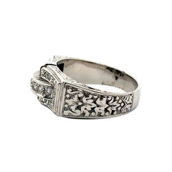 Bague Chevalière en or blanc et diamants