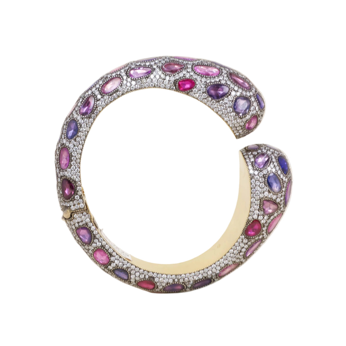 Bracelet Jonc ANDRÉ MARCHA en or jaune, argent, saphirs et diamants
