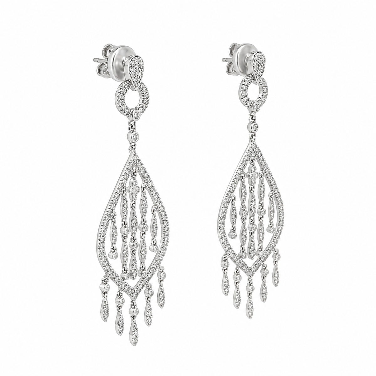 Boucles d'oreilles Pendantes en or blanc et diamants