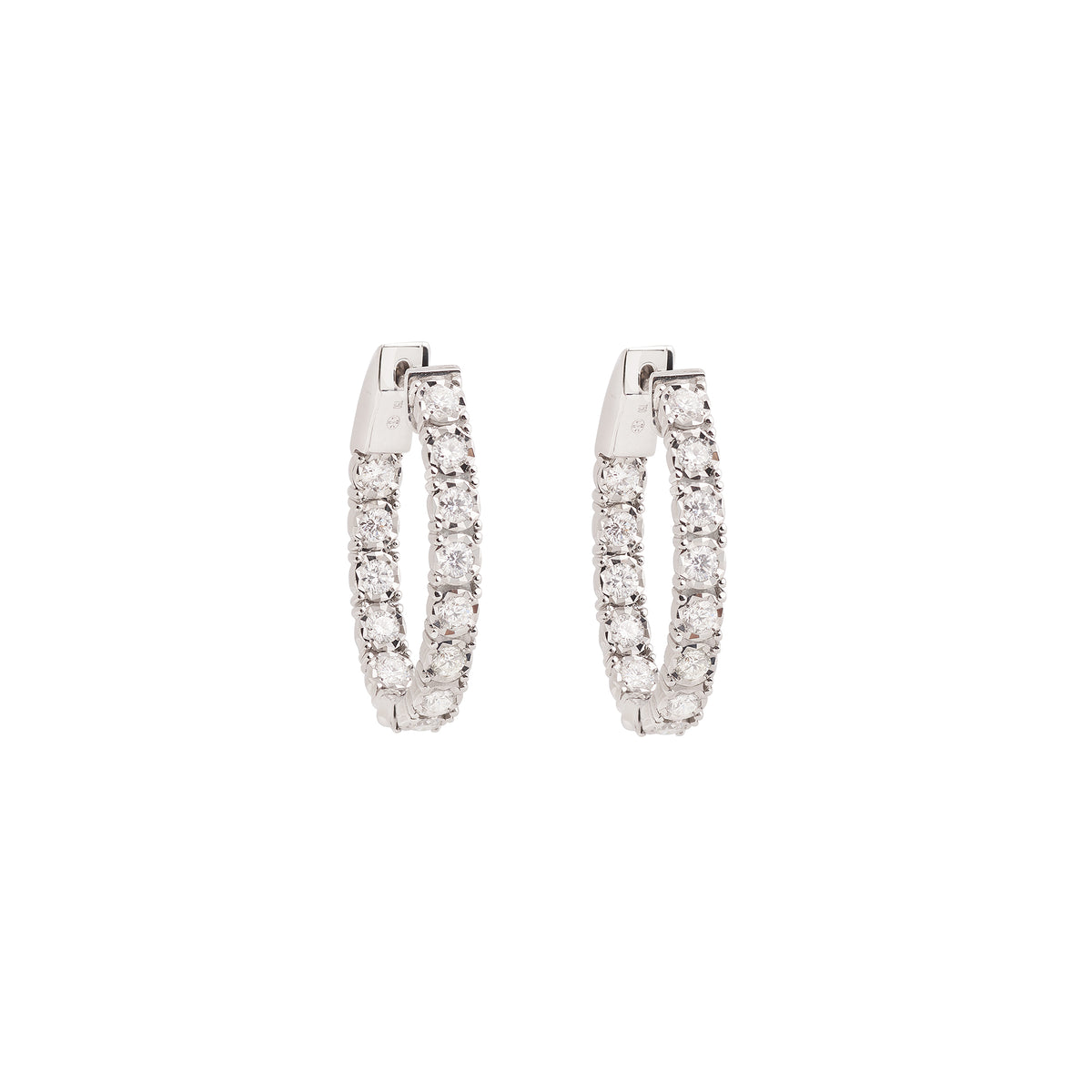 Boucles d'oreilles Créoles en or blanc et diamants