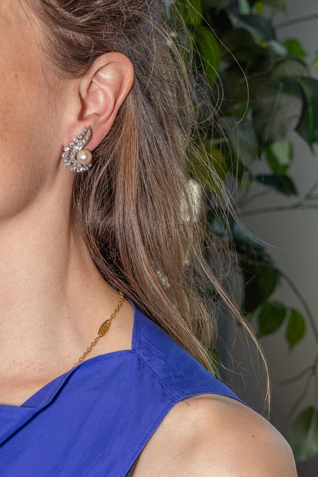 Boucles d'oreilles Or blanc Perle