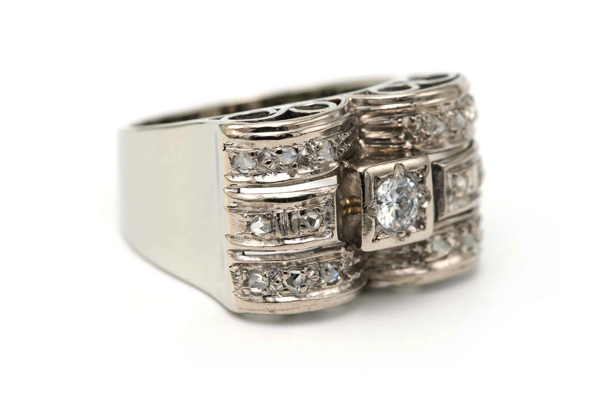 Bague Tank en or blanc et diamants