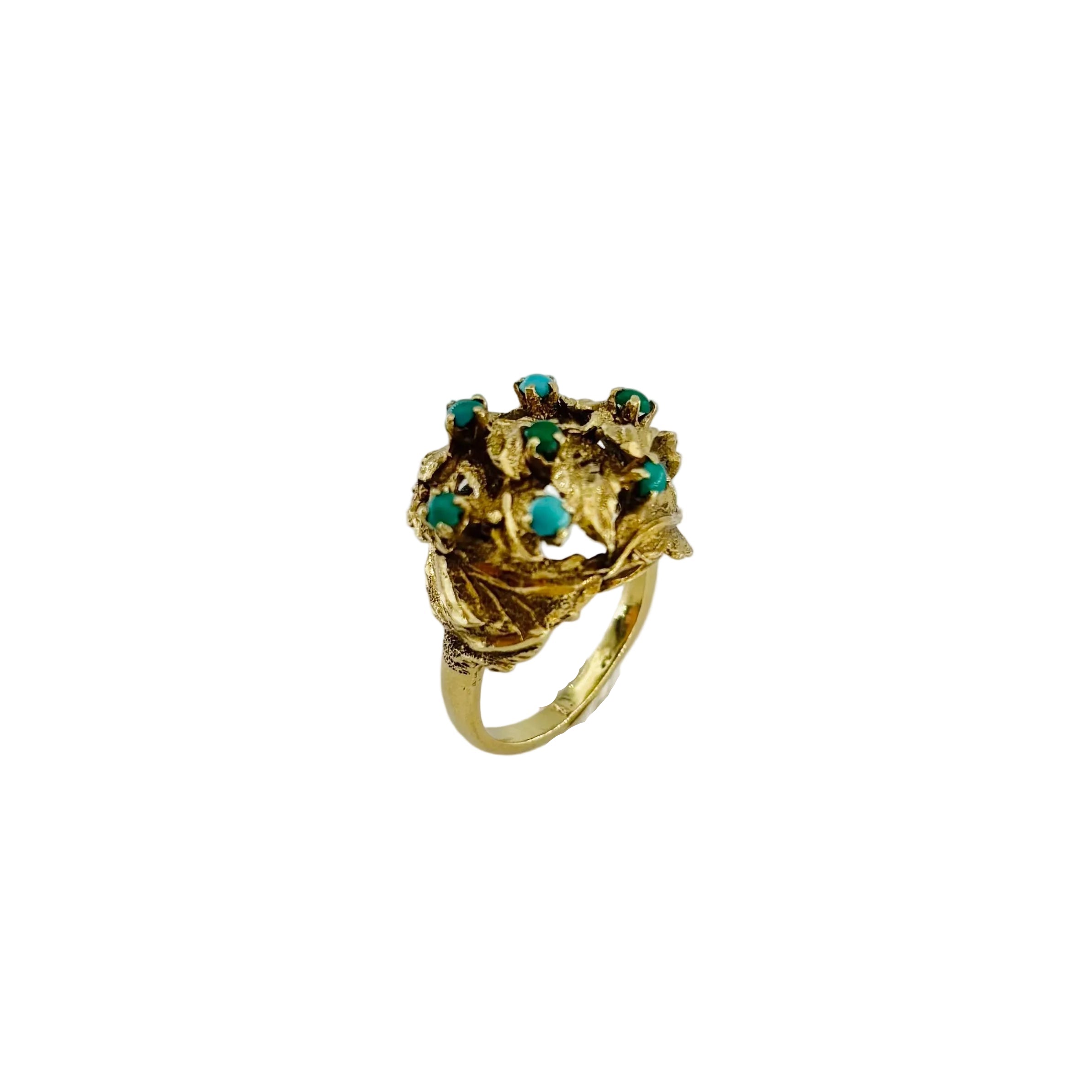 Bague Dôme en or jaune et turquoise