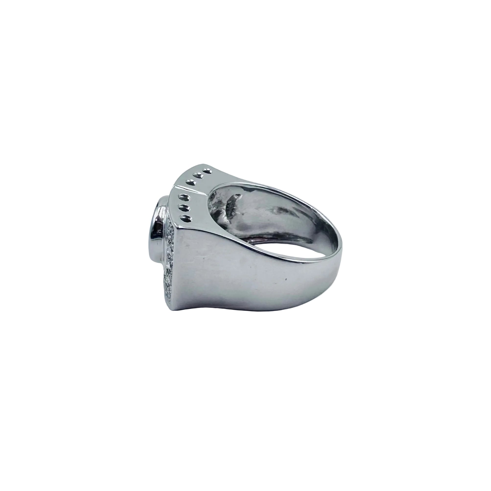 Bague Tank en or blanc, aigue-marine et diamants