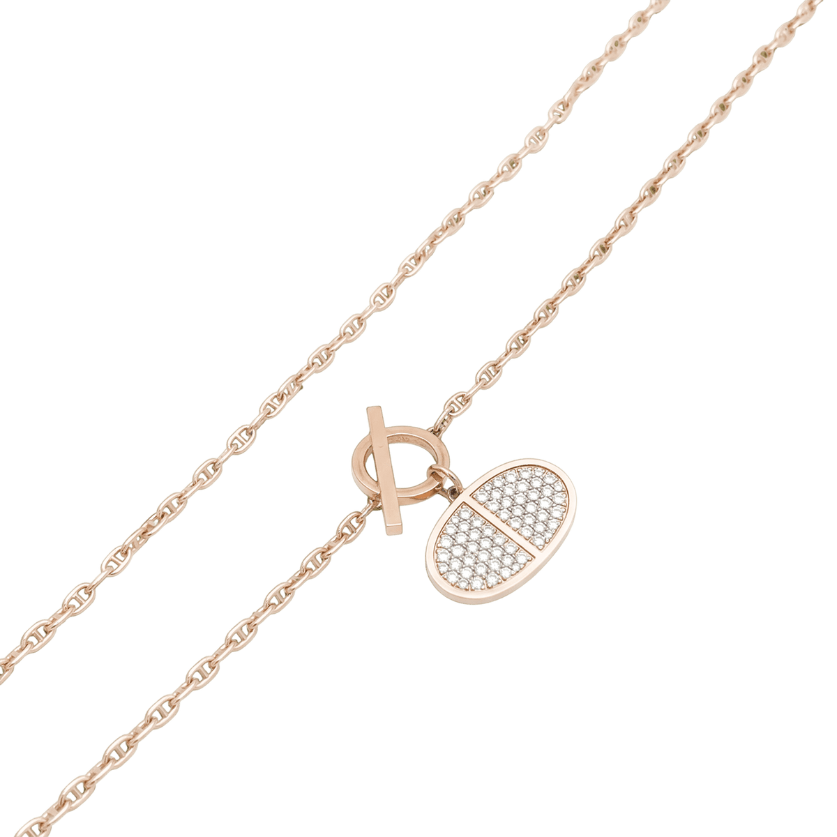 Collier Pendentif HERMÈS "Chaîne d'ancre contour" en or rose et diamants