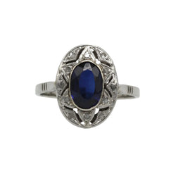 Bague Entourage en or blanc, platine, saphir et diamants