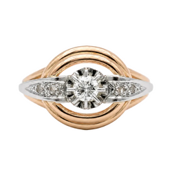 Bague en or blanc, or rose et diamants