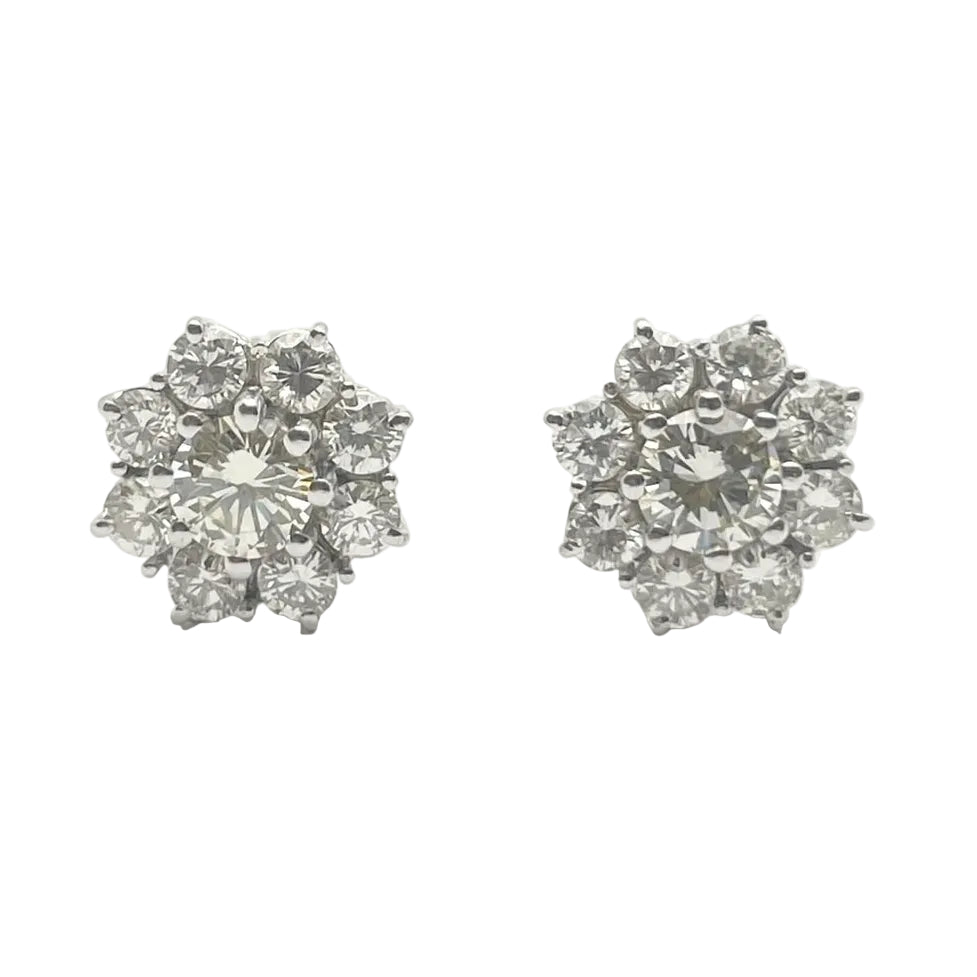 Boucles d'oreilles Puces en or blanc et diamants