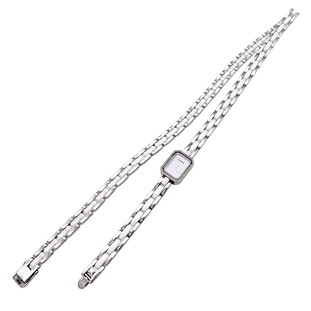 Watch Chanel, "Première", ceramic white and diamonds.