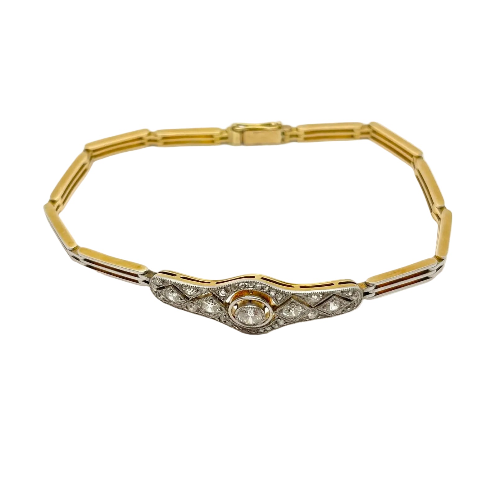 Bracelet en or blanc, or jaune et diamants