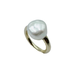 Bague Solitaire en or jaune et perle