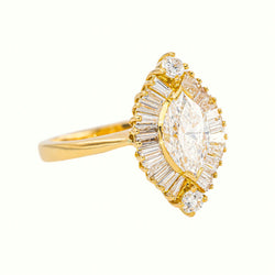 Bague Marquise Or jaune Diamant