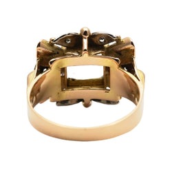 Bague Tank en or jaune, aigue-marine et diamants