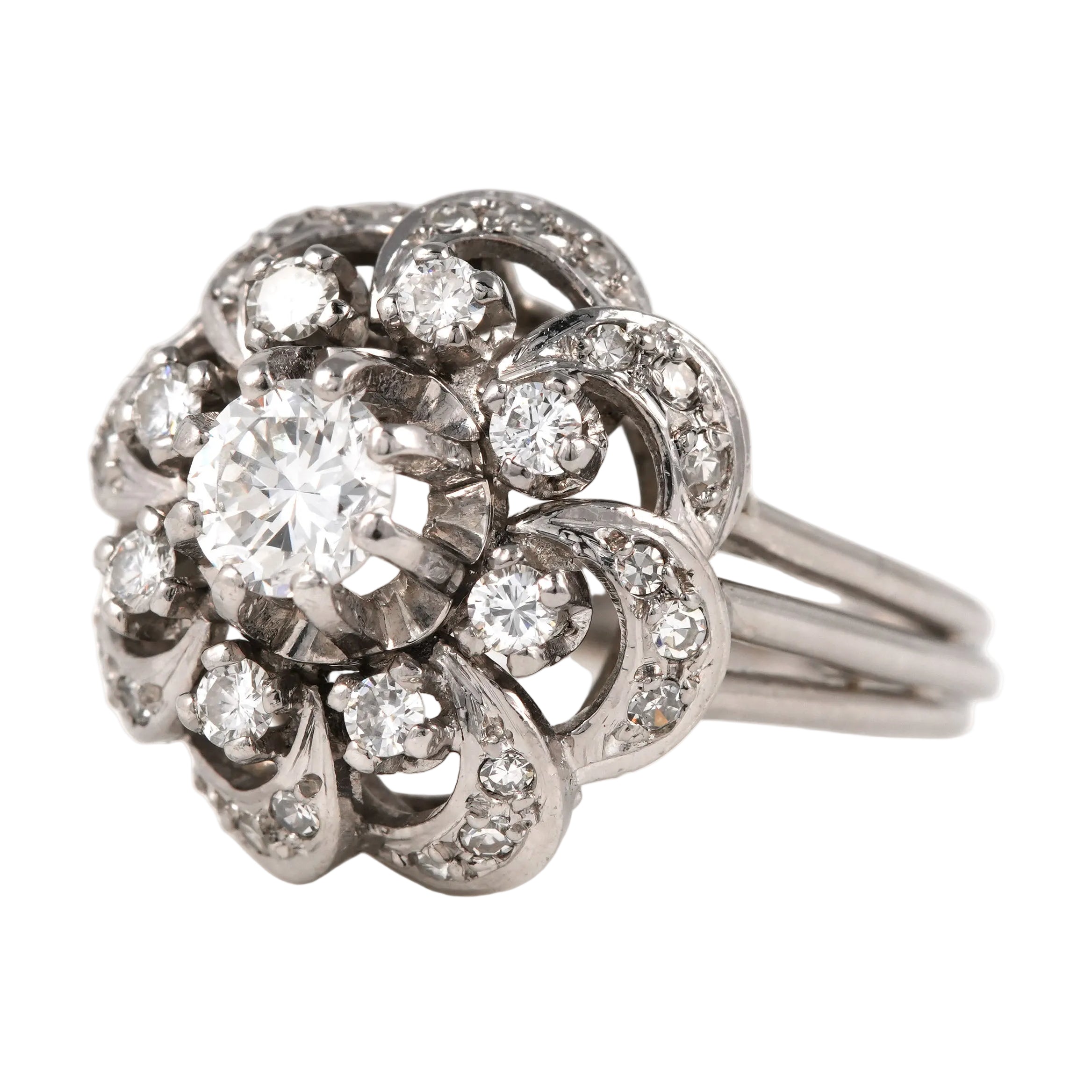 Bague Marguerite en or blanc et diamants