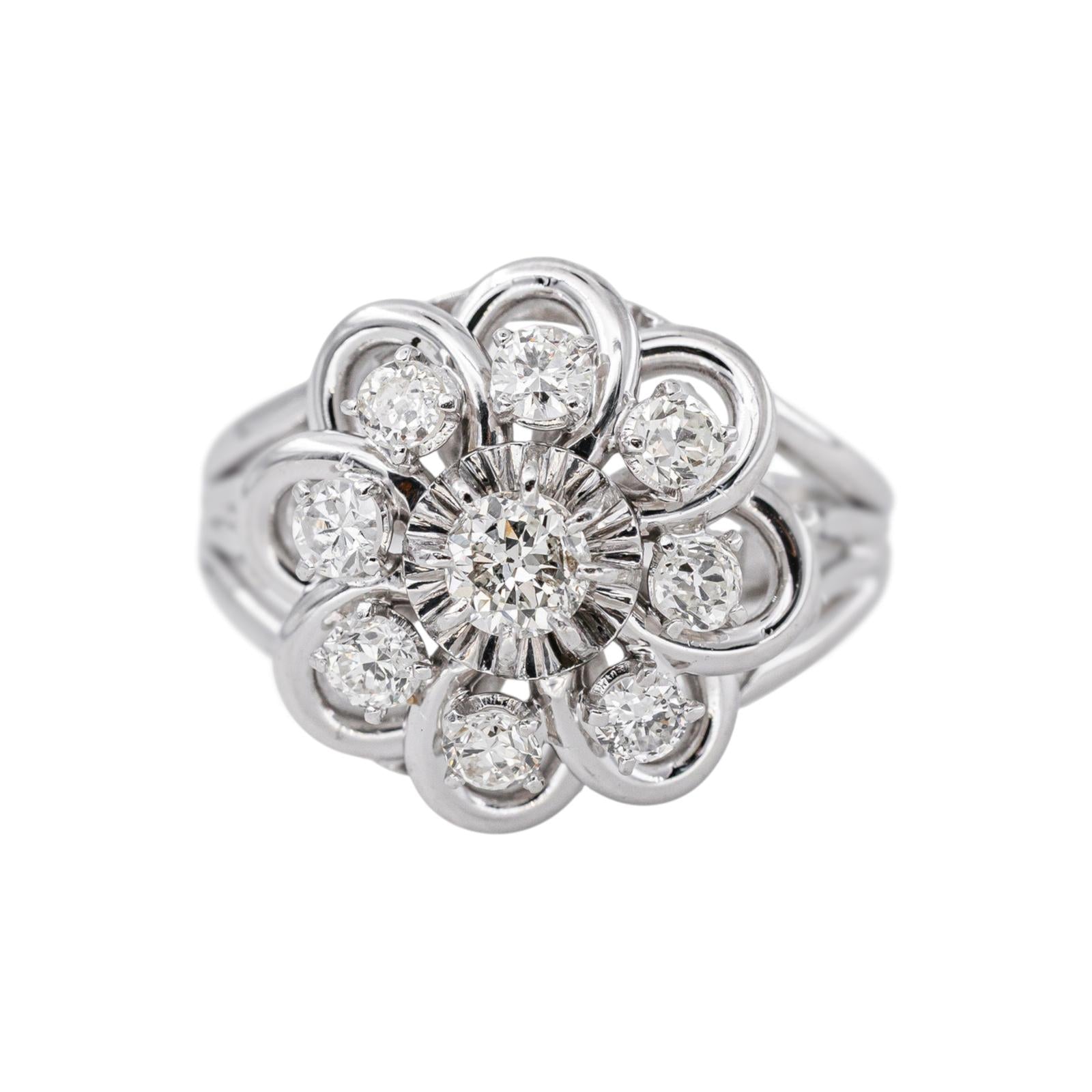 Bague  Marguerite  Or blanc Diamant