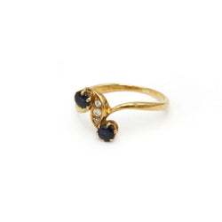 Bague Toi & Moi en or jaune, saphirs  et diamants