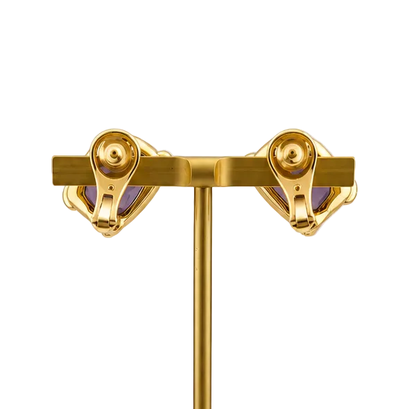Boucles d'oreilles Clips POMELLATO en or jaune, améthyste et diamants