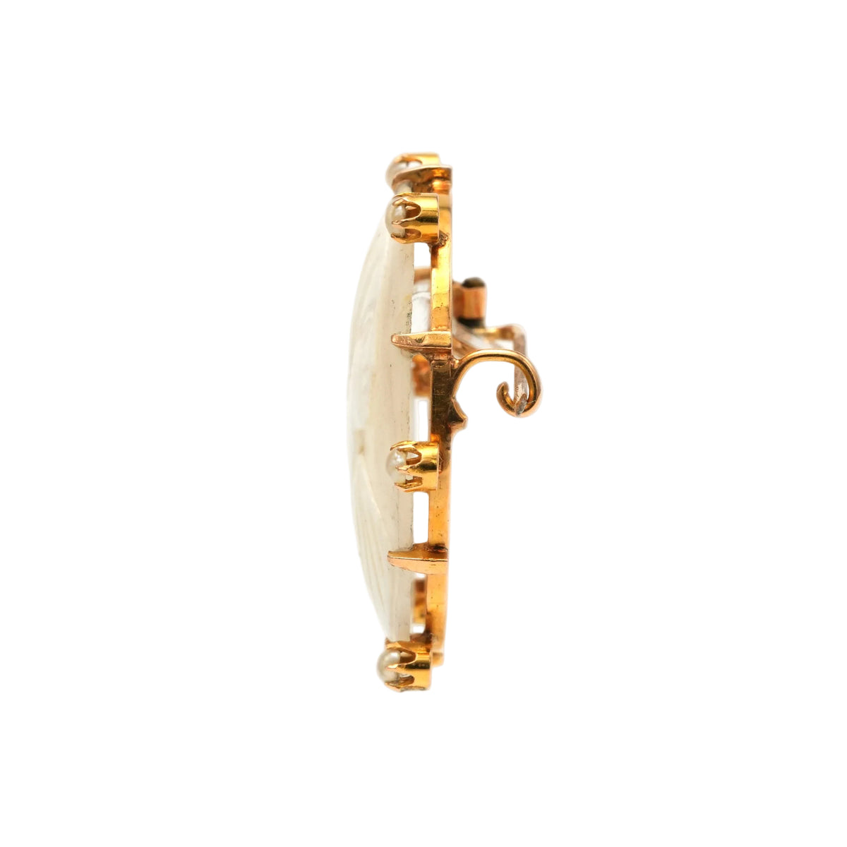 Broche Épingle en or jaune, perles et camée