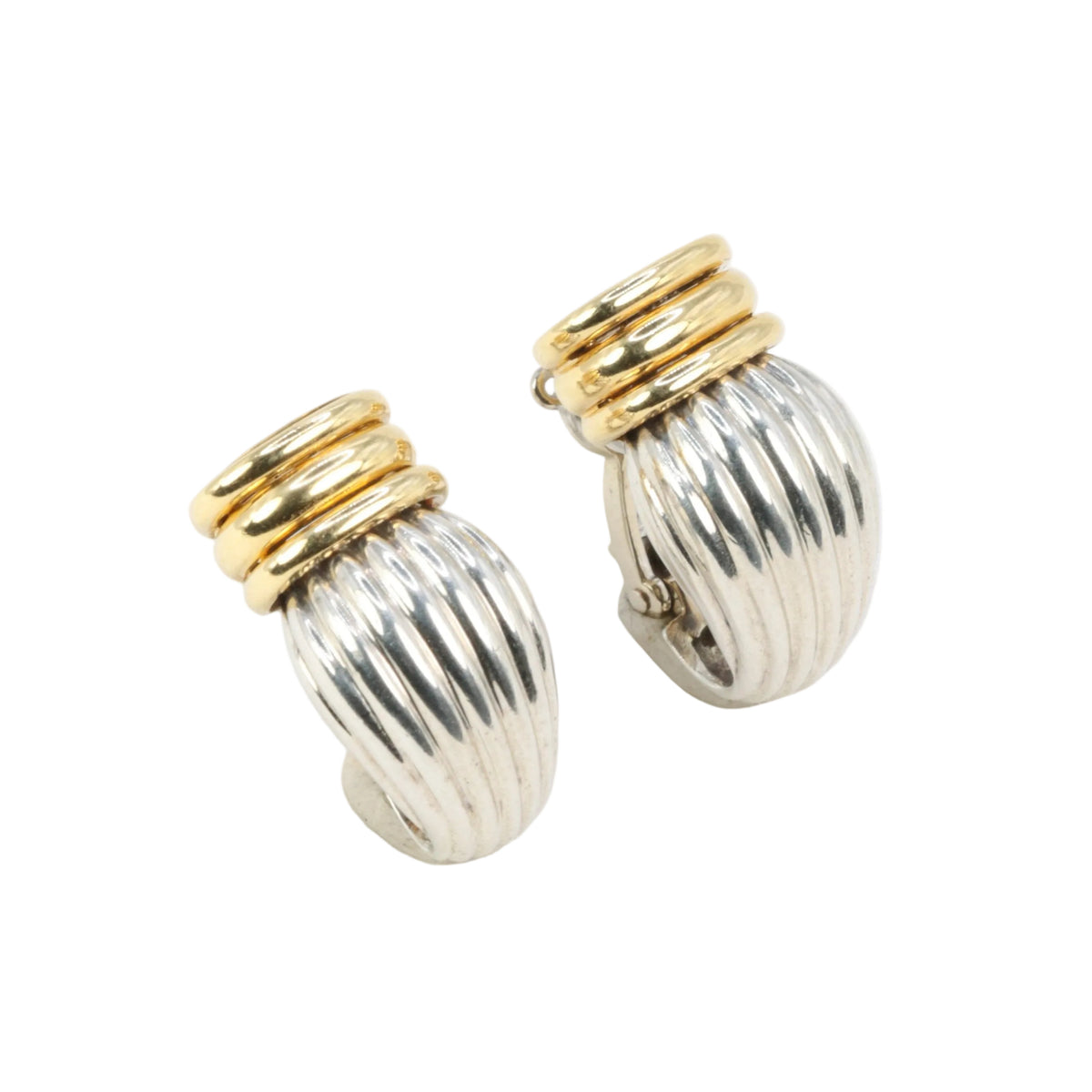 Boucles d'oreilles Clips O.J PERRIN en or jaune et argent