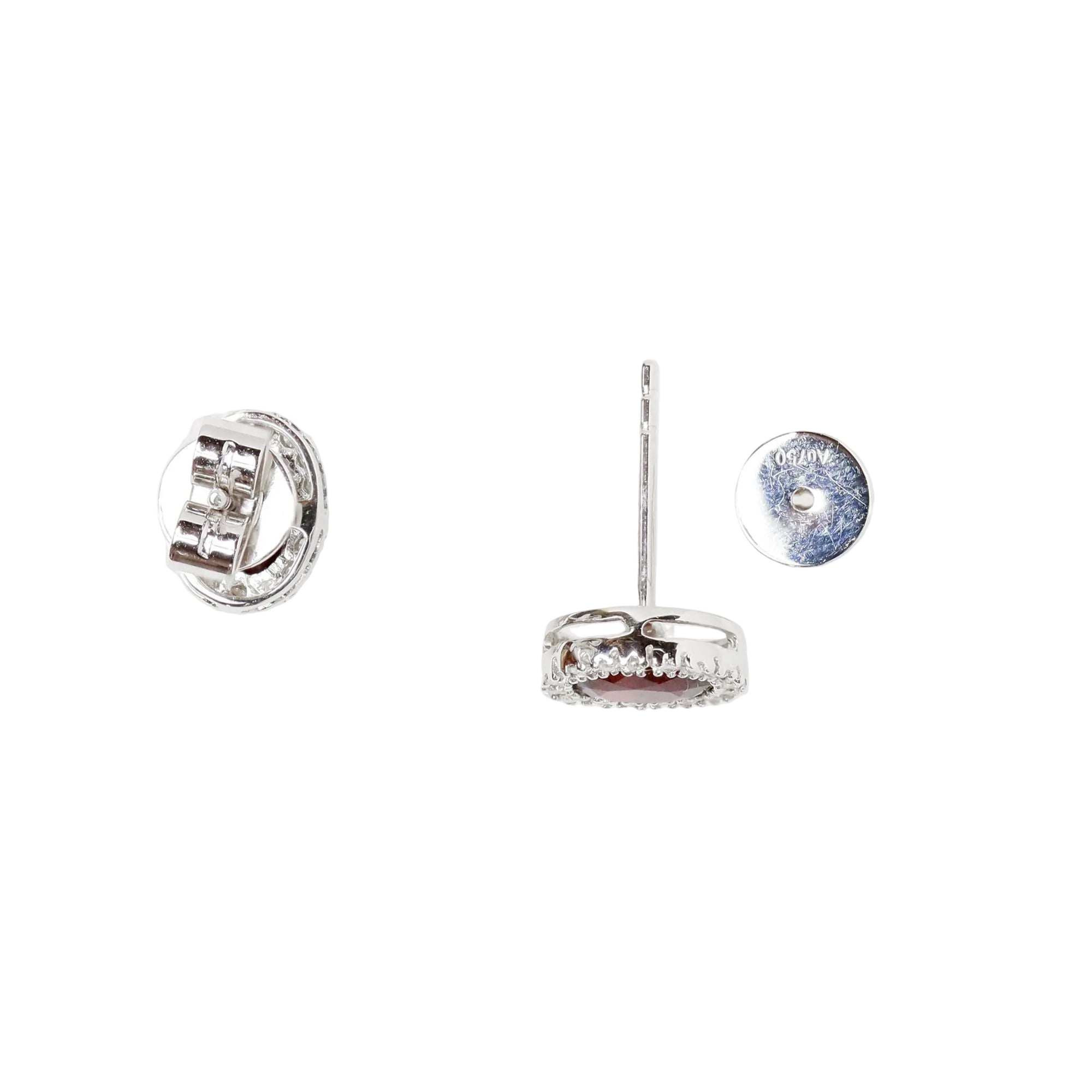 Boucles d'oreilles Puces en or blanc, rubis et diamants