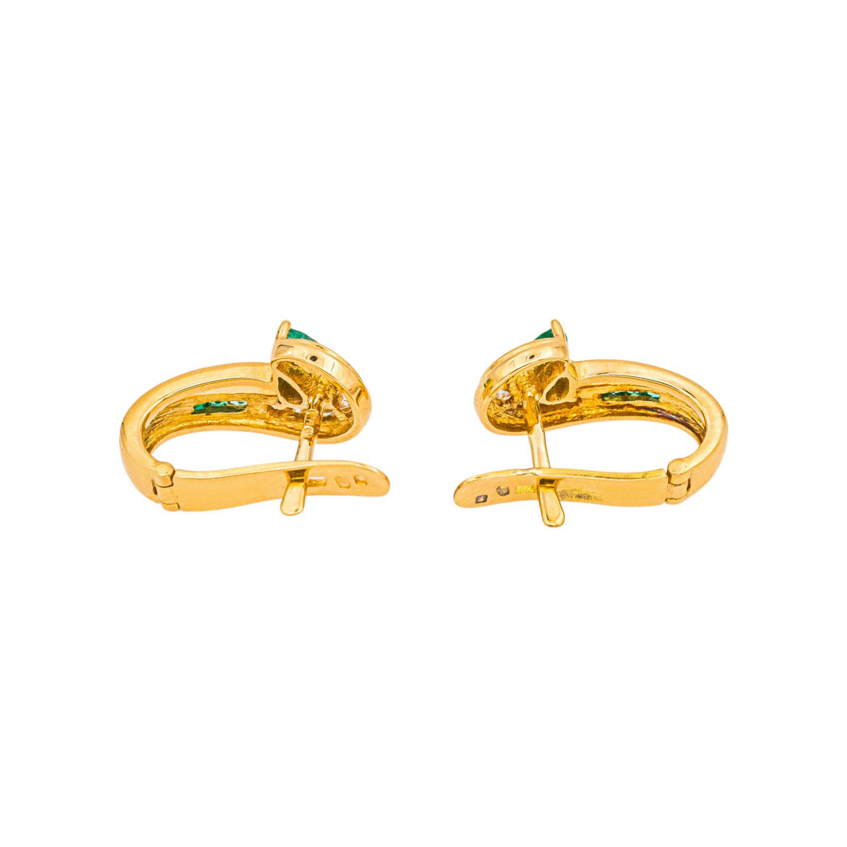 Boucles d'oreilles  Dormeuses Or jaune  Emeraude