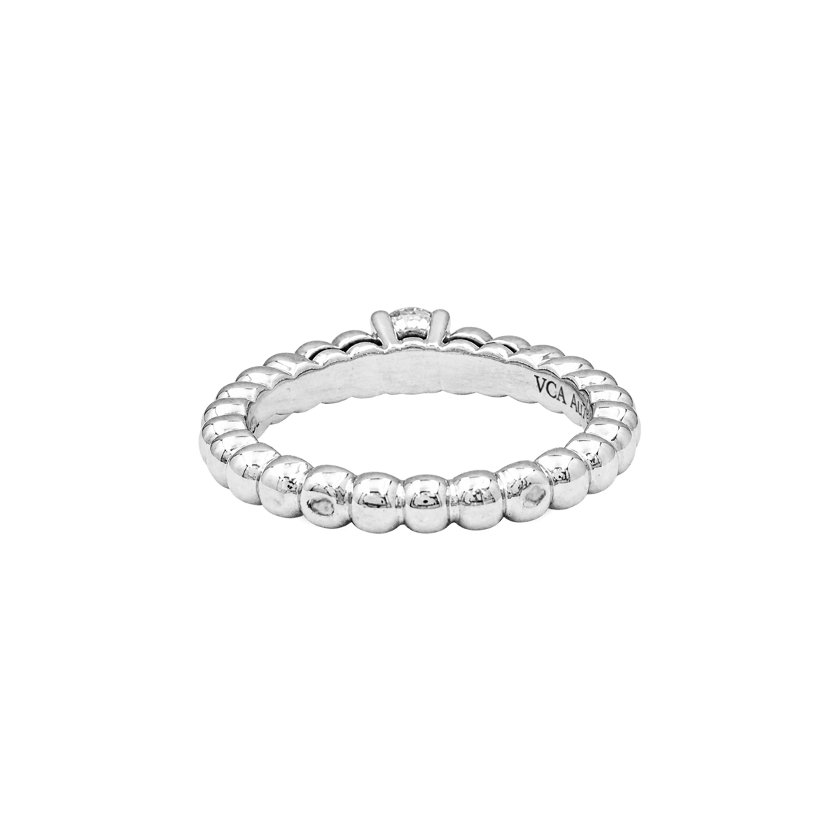 Bague Solitaire VAN CLEEF & ARPELS "Solitaire Perlée" en or blanc et diamant