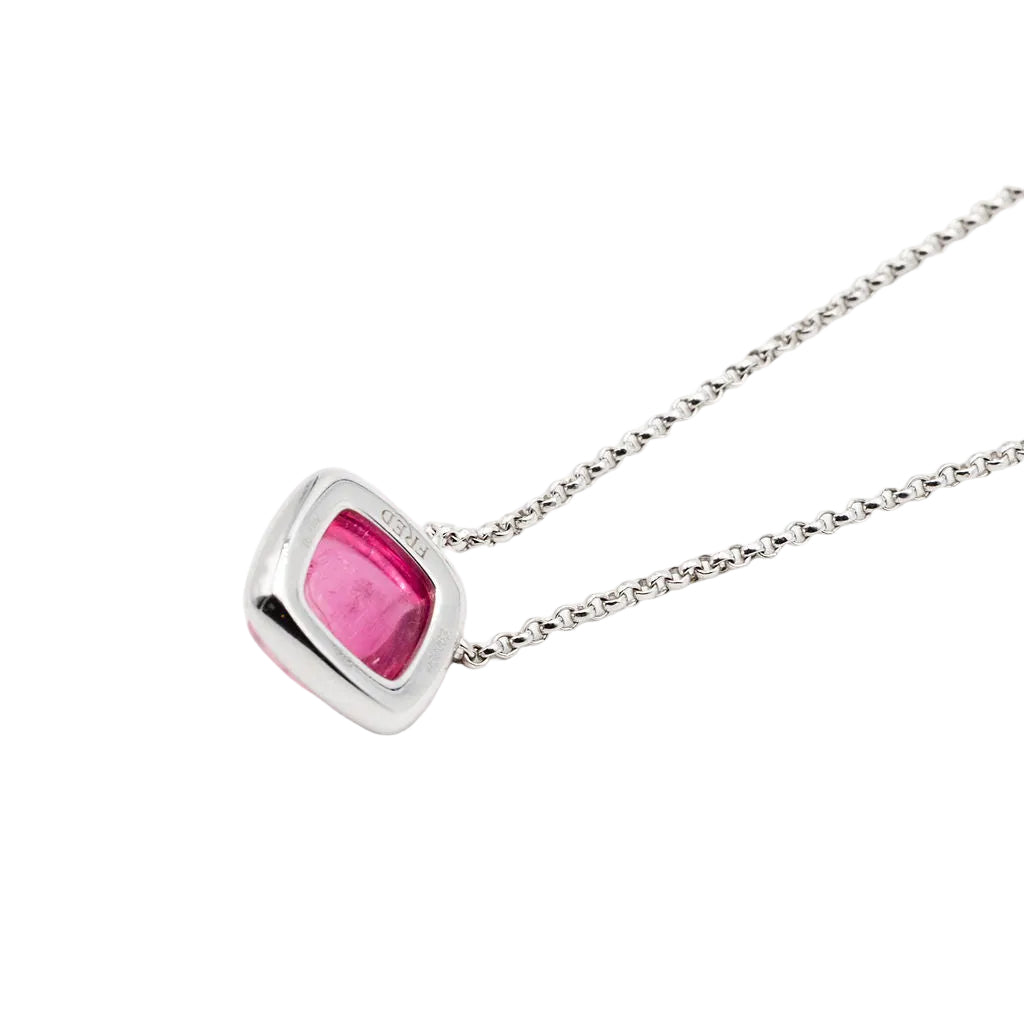 Collier Pendentif FRED "Pain de sucre" en or blanc, tourmaline et diamants