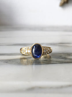 Bague en or jaune 18 carats  saphir et diamants