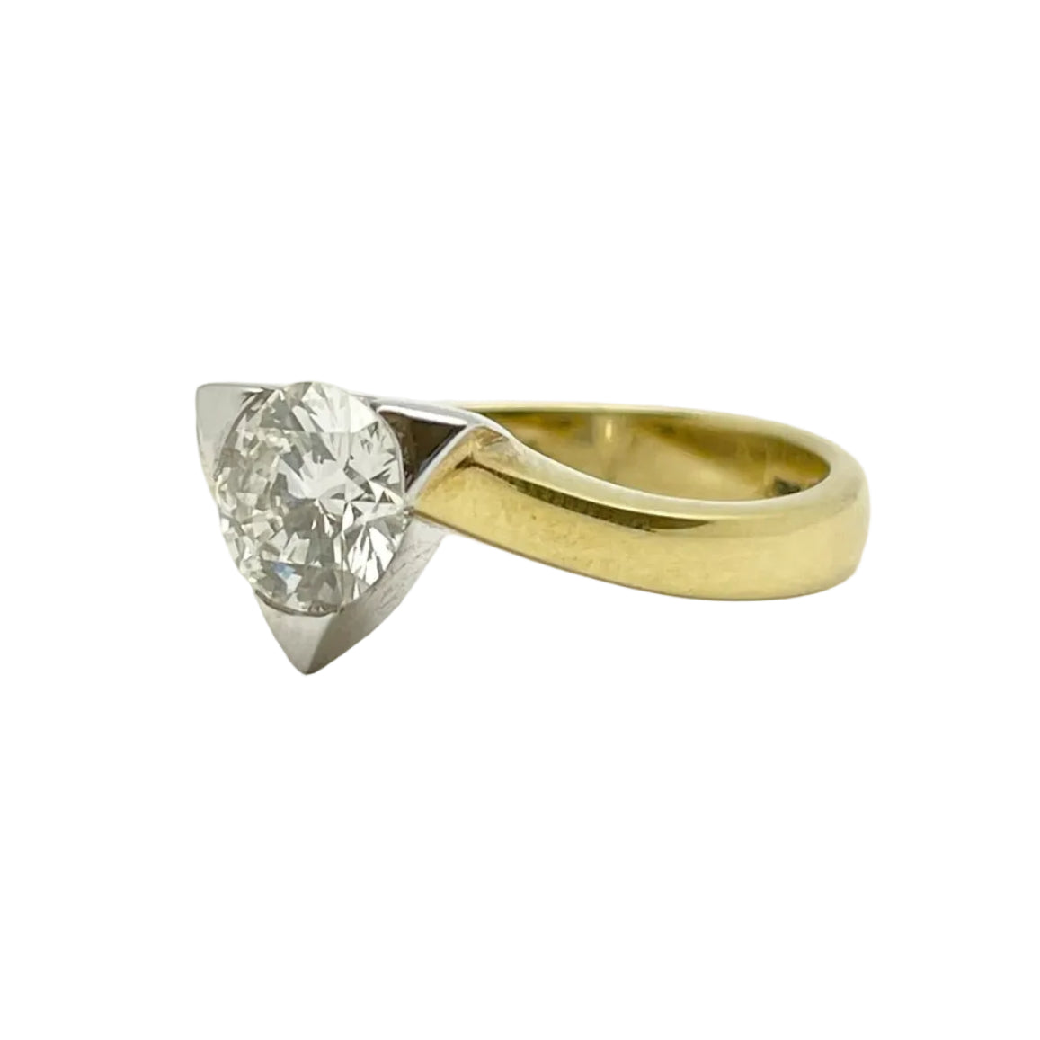 Bague Solitaire en or blanc, or jaune et diamant