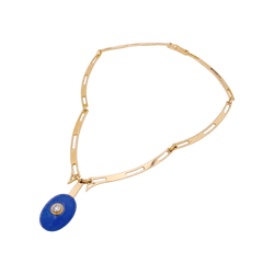 Collier Pendentif en or jaune, lapis-lazuli et diamant