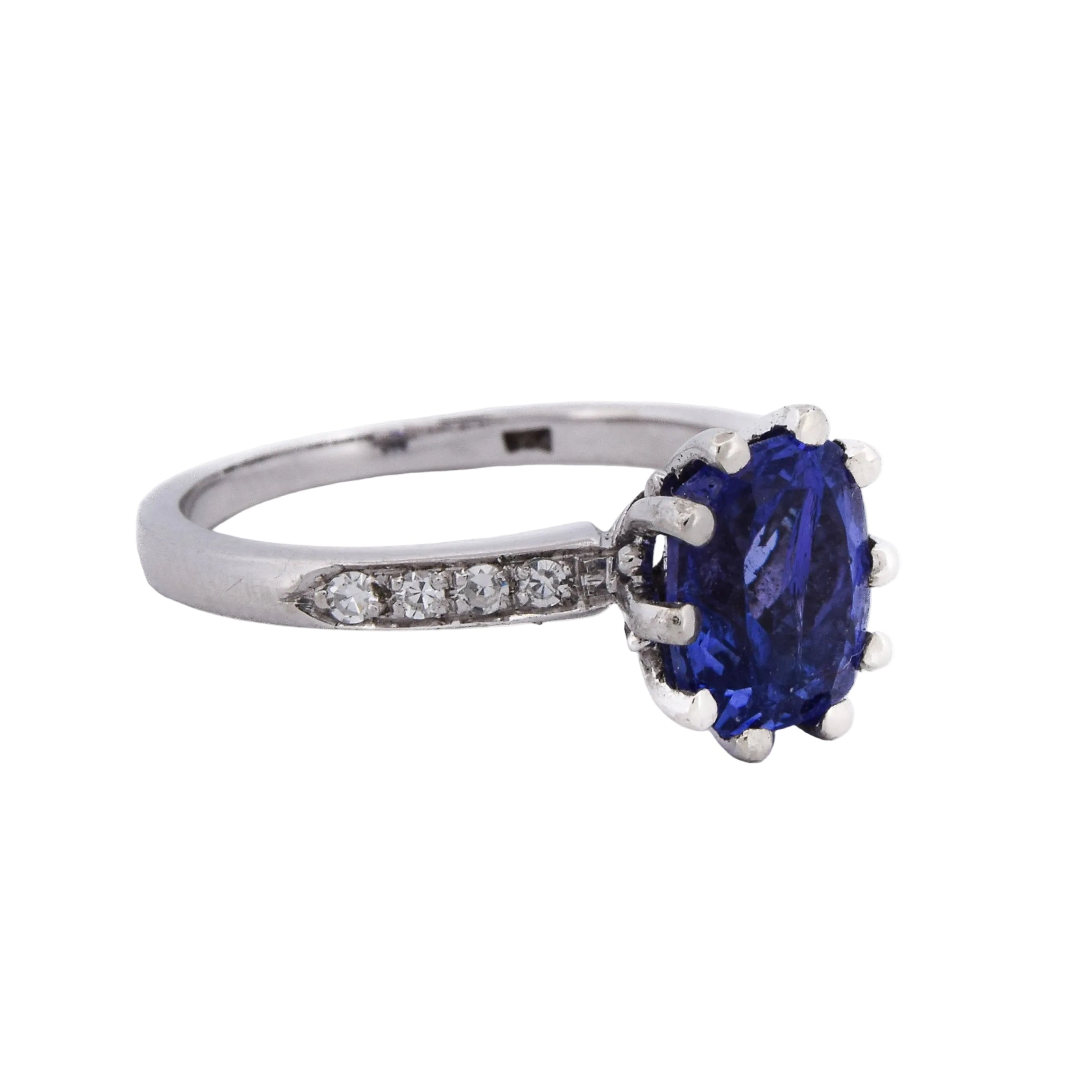 Bague Solitaire en or blanc, tanzanite et diamants