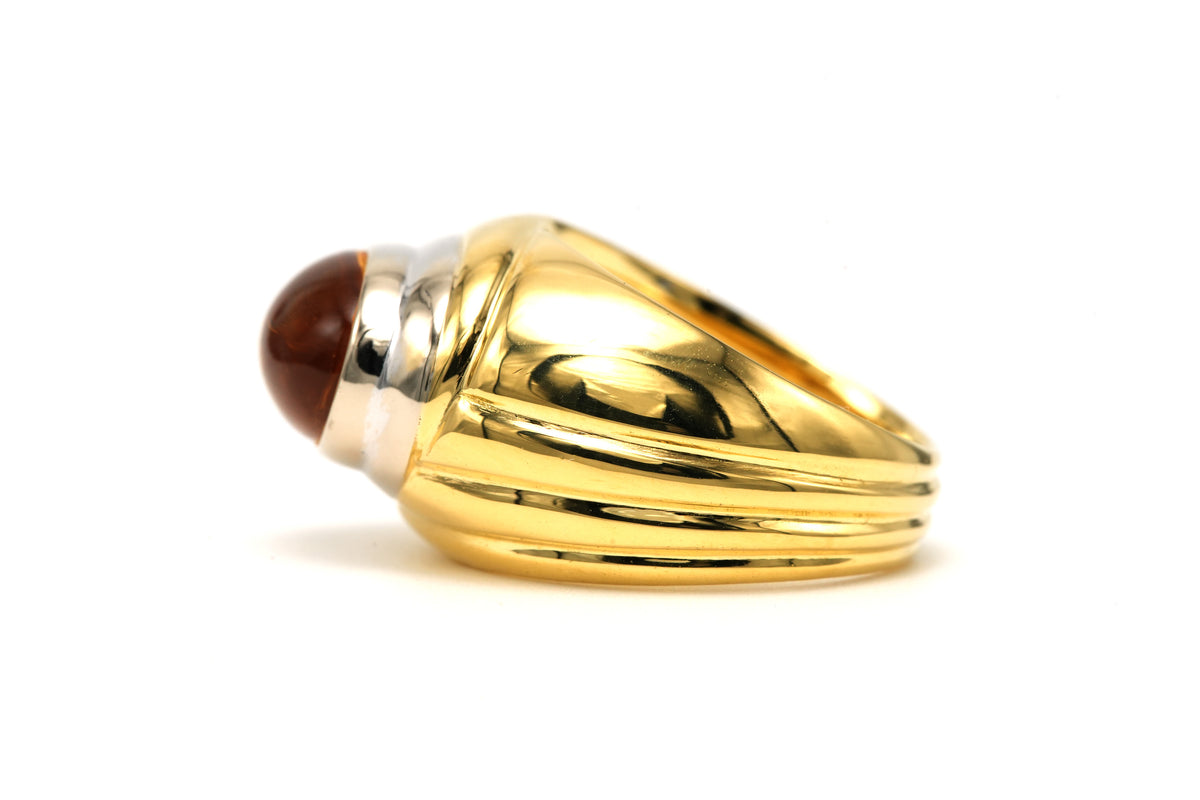 Bague Jonc en or blanc, or jaune et citrine