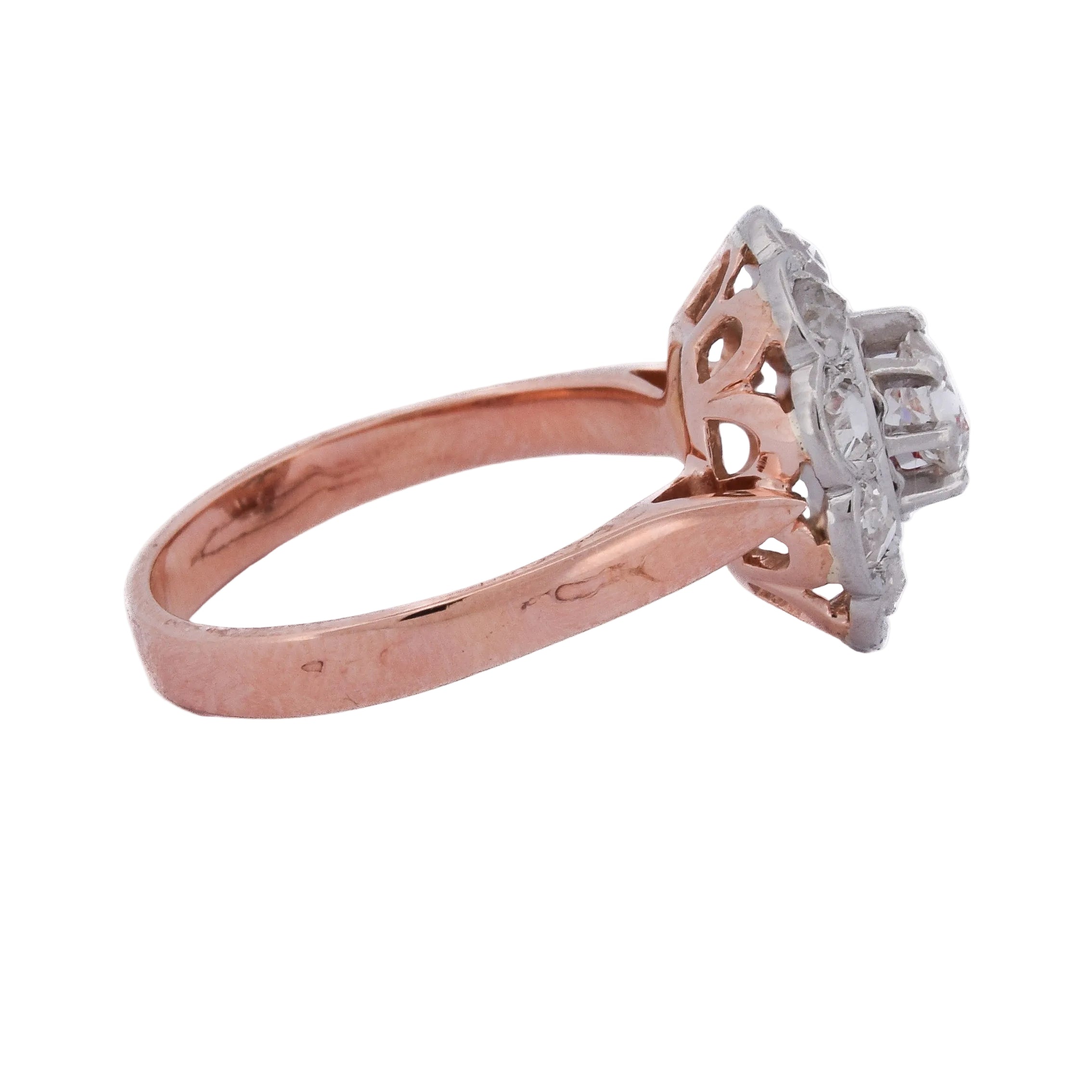 Bague Marguerite en or rose, platine et diamants