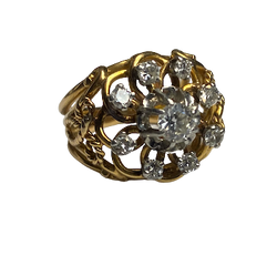 Bague Dôme en or jaune et diamants