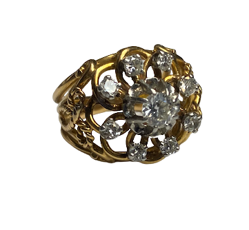 Bague Dôme en or jaune et diamants